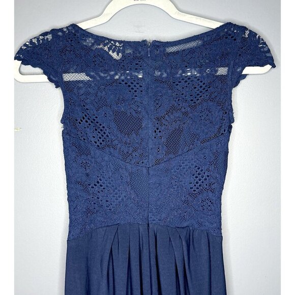 ASOS Lace Bodice The Perfect Wedding Guest Dress Women’s 2 Midi Navy Blue Prom - Picture 6 of 15